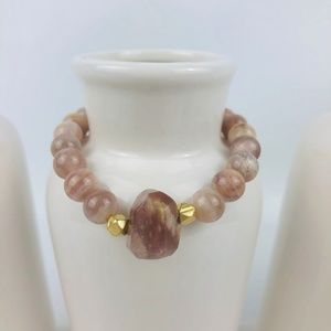 GEMSTONE | Womens Sunstone Nugget Beaded Bracelet